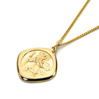 9ct Gold Large Reversible Square Saint Christopher Pendant - 18 - 20 Inches