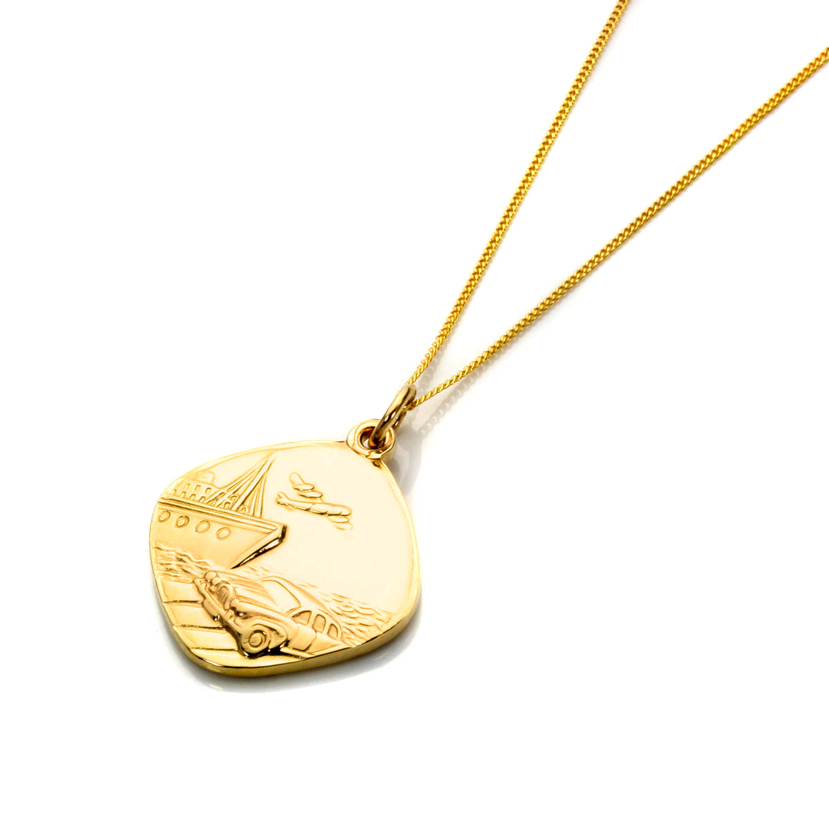 9ct Gold Medium Reversible Saint Christopher Pendant - 16 - 18 Inches