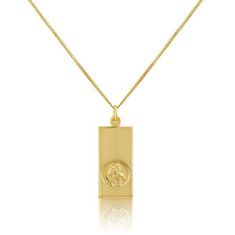 Large 9ct Gold Modern Saint Christopher Pendant - 18 - 20 Inches