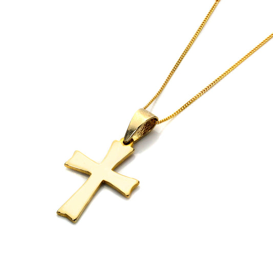 9ct Gold Cross Necklace - 16 - 18 Inches