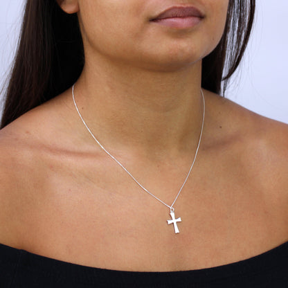 Sterlingsilber Kreuz Halskette - 40,5 - 56cm
