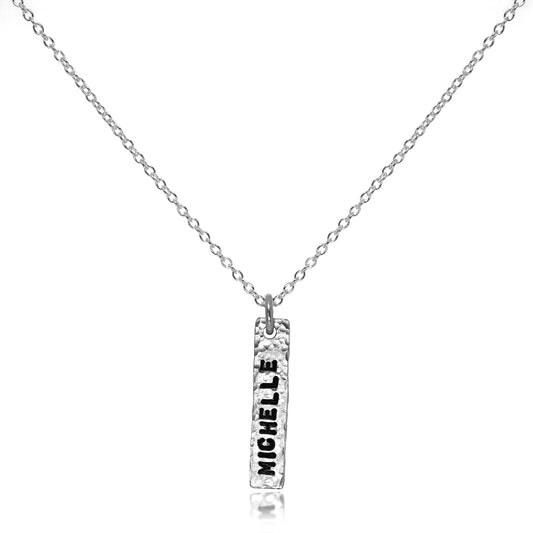 Personalised Sterling Silver Hammered Drop Hand Made Necklace