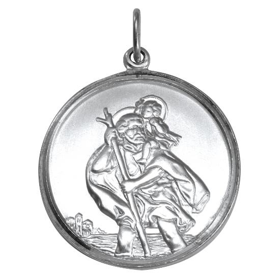 Sterling Silver St Christopher Pendant - Polished or Matt