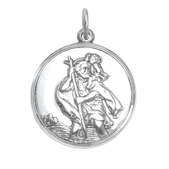 Sterling Silver St Christopher Pendant - Polished or Matt