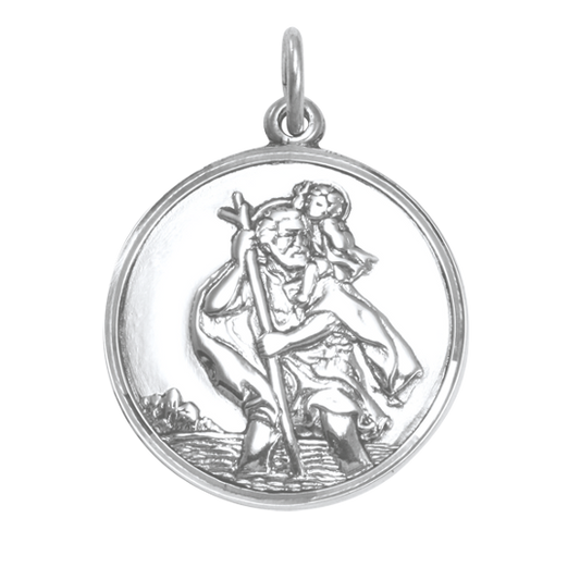 Sterling Silver St Christopher Pendant - Polished or Matt