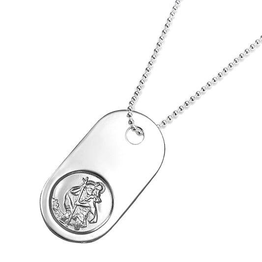 Sterling Silver Heavy St Christopher Dog Tag