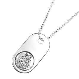 Sterling Silver Heavy St Christopher Dog Tag