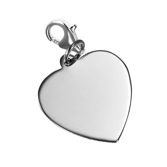 Large Engravable Heart Clip on Charm