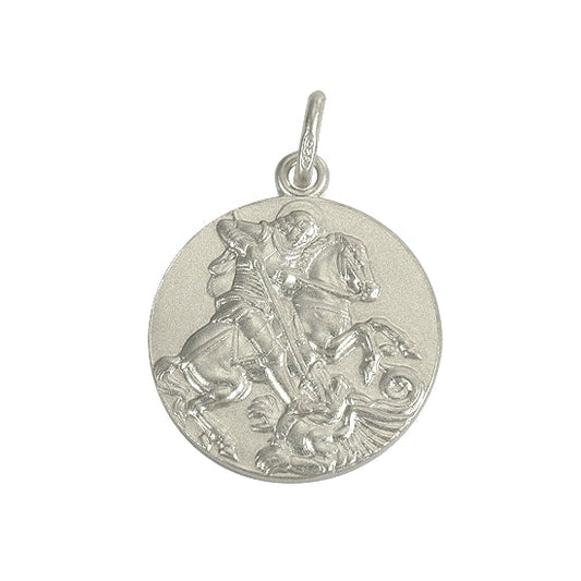 Sterling Silver Large Round St George Medal