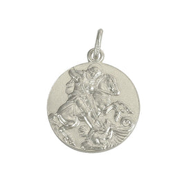 Sterling Silver Large Round St George Medal