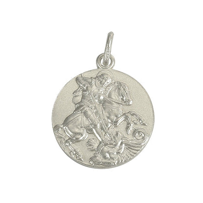 Sterling Silver Large Round St George Medal