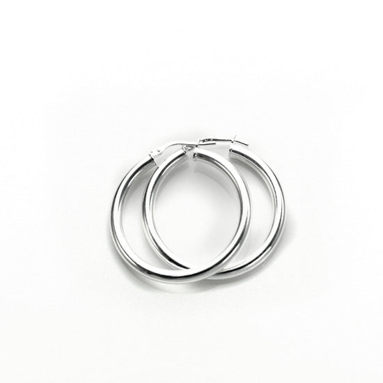 Sterling Silver Plain 3mm Round Hoop Earrings