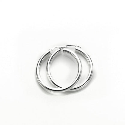 Sterling Silver Plain 3mm Round Hoop Earrings