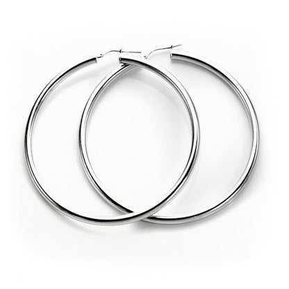 Sterling Silver Plain 3mm Round Hoop Earrings