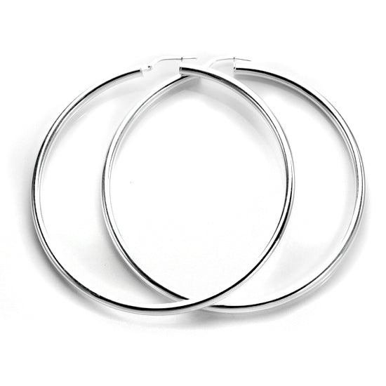 Sterling Silver Plain 3mm Round Hoop Earrings