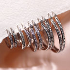 Sterling Silver Pave Crystal Hoop Earrings