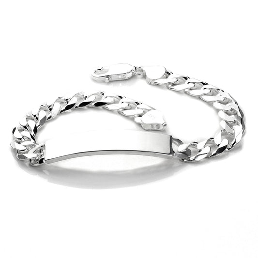 Sterling Silver Gents Heavy Closed Curb Identity Plate Bracelet
