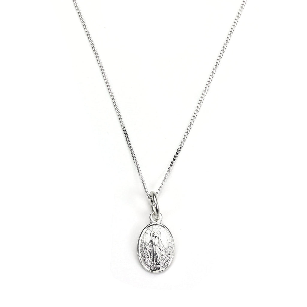 9ct White Gold Miraculous Mary Medal Pendant