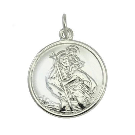 9ct White Gold St Christopher Pendant with Plain Back - jewellerybox