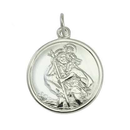 9ct White Gold St Christopher Pendant with Plain Back - jewellerybox