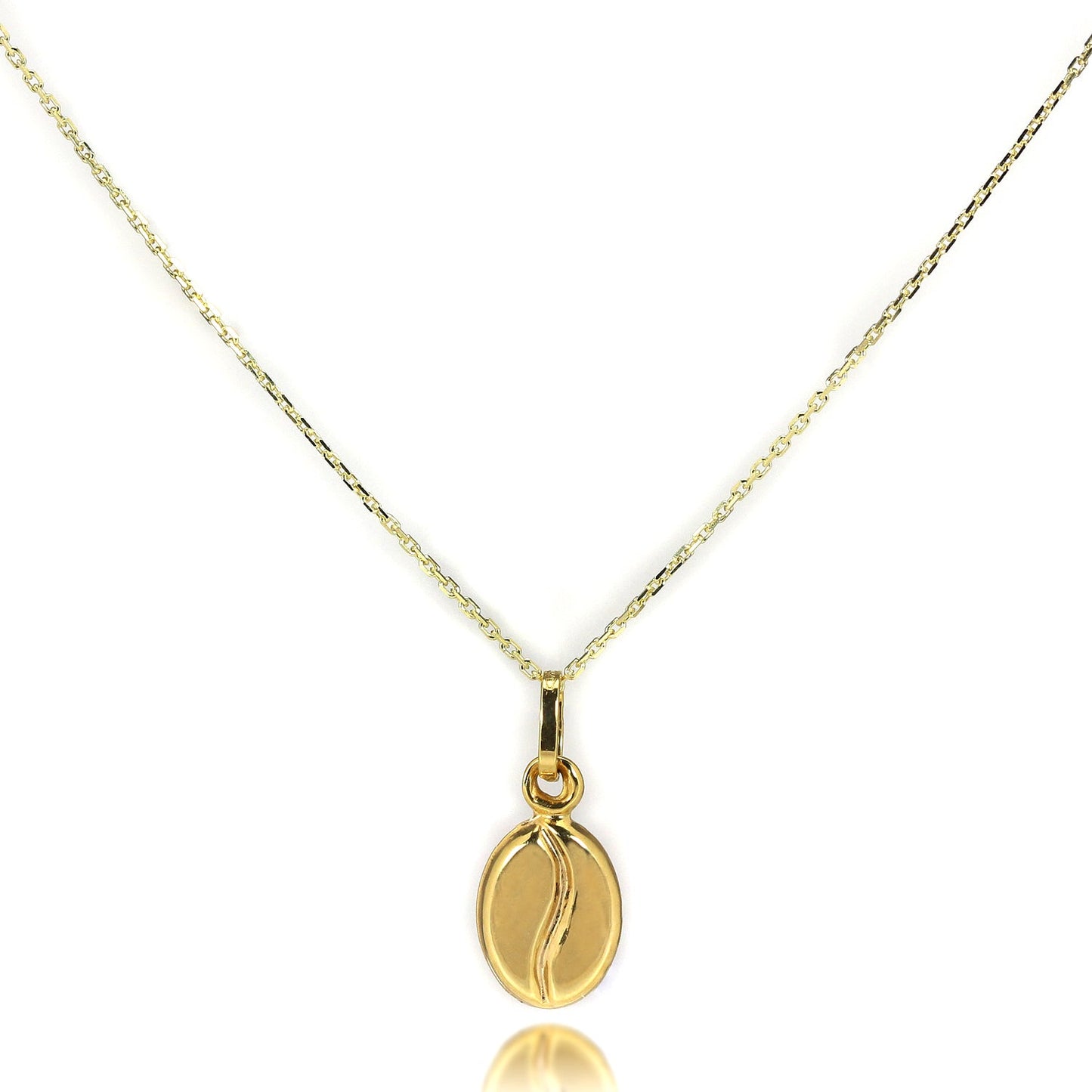 9ct Gold Coffee Bean Necklace - 16 - 20 Inches