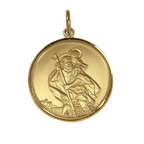 Gold St Christopher Pendant - Polished or Matt