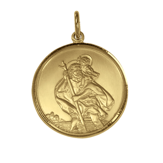 Gold St Christopher Pendant - Polished or Matt