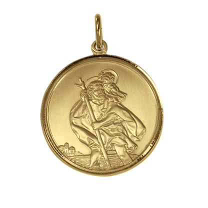 Gold St Christopher Pendant - Polished or Matt