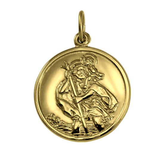 Gold St Christopher Pendant - Polished or Matt