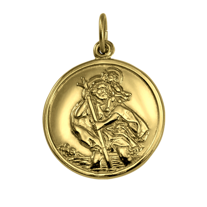 Gold St Christopher Pendant - Polished or Matt