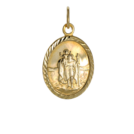 9ct Gold Oval Saint Christopher Pendant