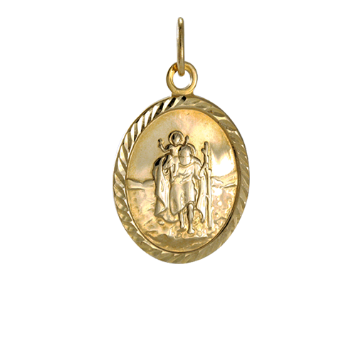 9ct Gold Oval Saint Christopher Pendant
