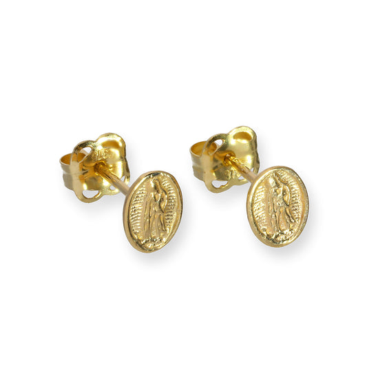 9ct Gold Blessed Virgin Mary Stud Earrings
