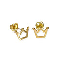 9ct Gold Royal Crown Outline Stud Earrings