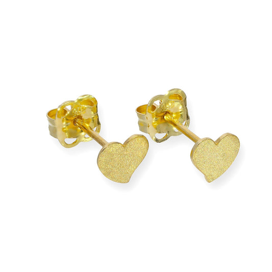 9ct Gold Frosted Heart Stud Earrings - jewellerybox