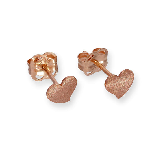 9ct Rose Gold Frosted Heart Stud Earrings - jewellerybox