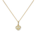 9ct Gold & Clear CZ Crystal Flat Heart Pendant Necklace 16 - 20 Inches