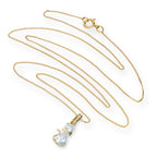 9ct Gold & Clear CZ Crystal Cat w Bow Collar Pendant Necklace 16 - 20 Inches