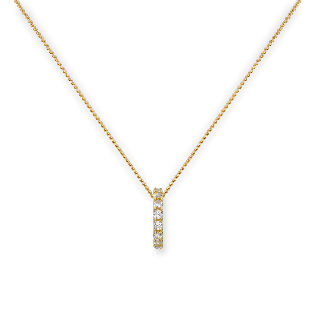 9ct Gold & Clear CZ Crystal Wheel Pendant Necklace 16 - 20 Inches
