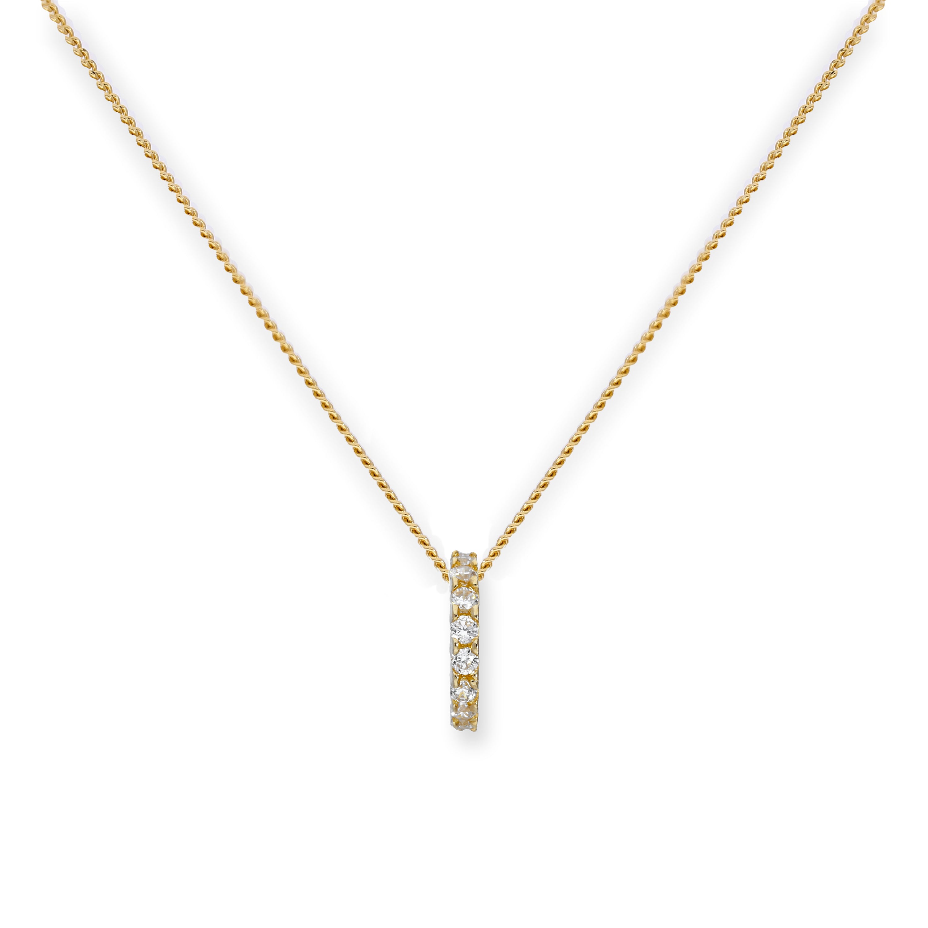 9ct Gold & Clear CZ Crystal Wheel Pendant Necklace 16 - 20 Inches