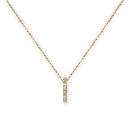9ct Gold & Clear CZ Crystal Wheel Pendant Necklace 16 - 20 Inches