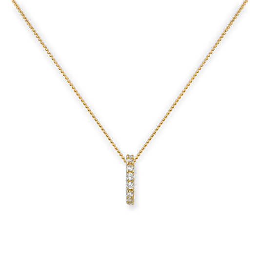 9ct Gold & Clear CZ Crystal Wheel Pendant Necklace 16 - 20 Inches
