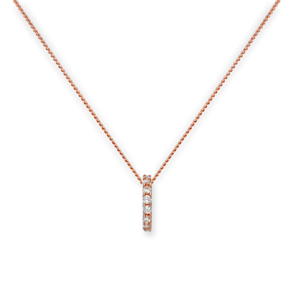 9ct Rose Gold & Clear CZ Crystal Wheel Pendant Necklace 16 - 18 Inches