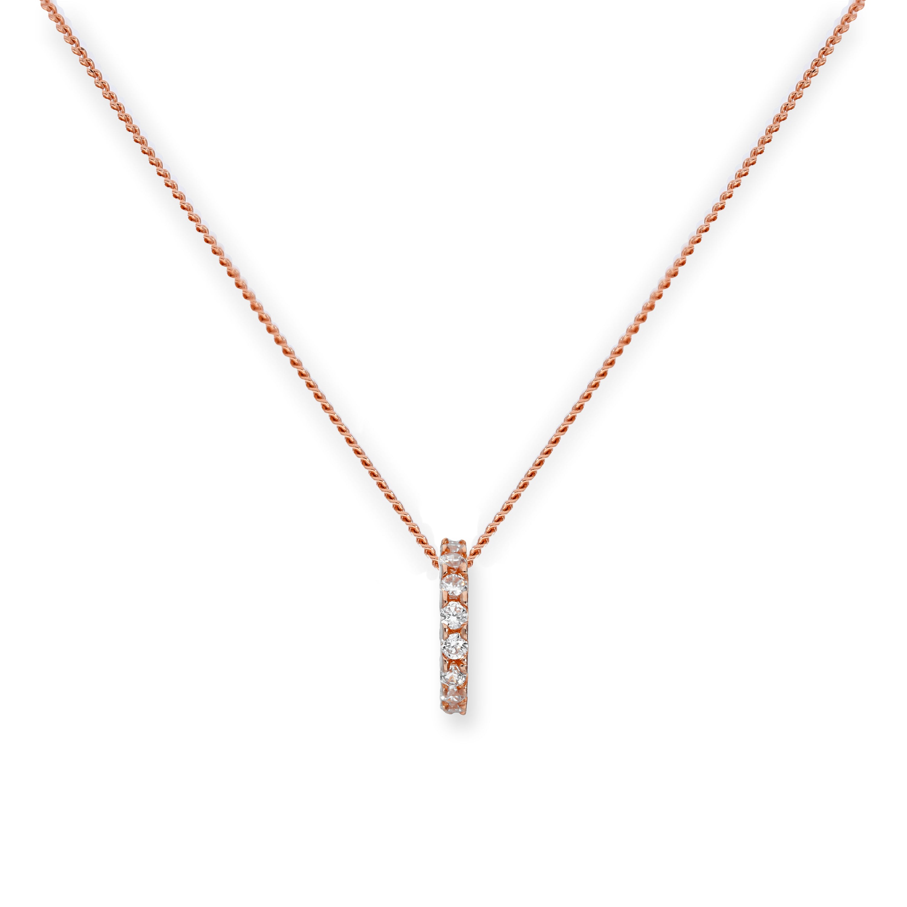 9ct Rose Gold & Clear CZ Crystal Wheel Pendant Necklace 16 - 18 Inches