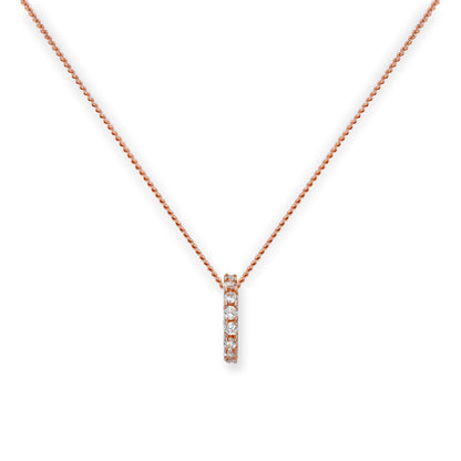 9ct Rose Gold & Clear CZ Crystal Wheel Pendant Necklace 16 - 18 Inches