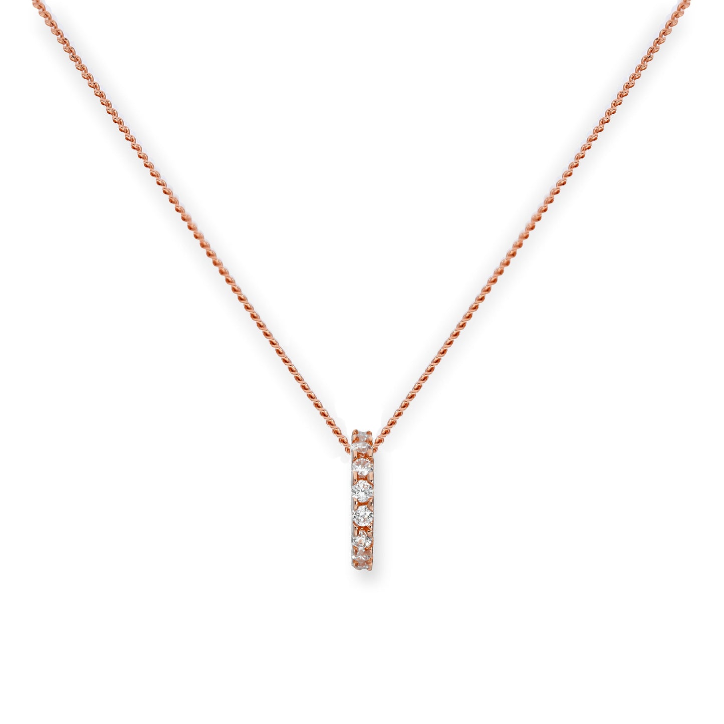 9ct Rose Gold & Clear CZ Crystal Wheel Pendant Necklace 16 - 18 Inches