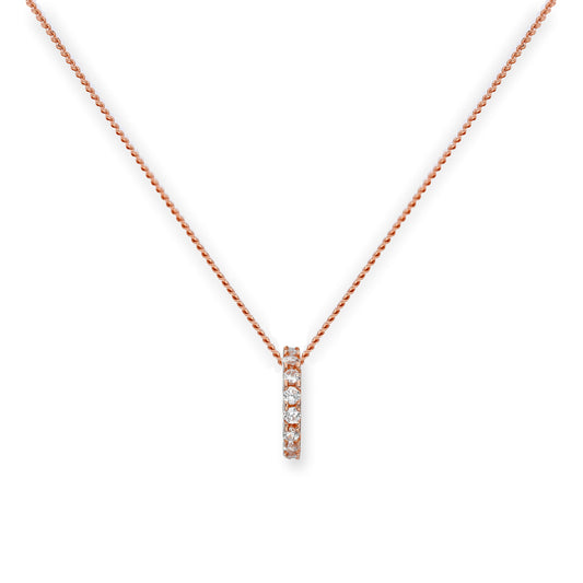 9ct Rose Gold & Clear CZ Crystal Wheel Pendant Necklace 16 - 18 Inches
