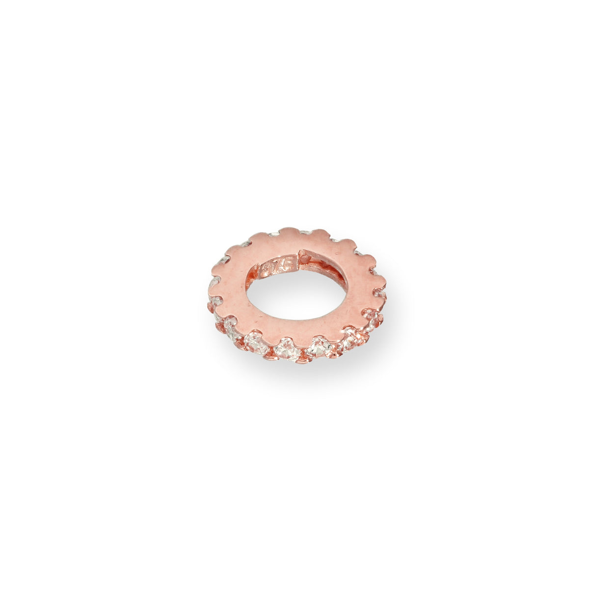 9ct Rose Gold & Clear CZ Crystal Wheel Charm