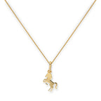 9ct Gold Prancing Horse Pendant Necklace 16 - 20 Inches