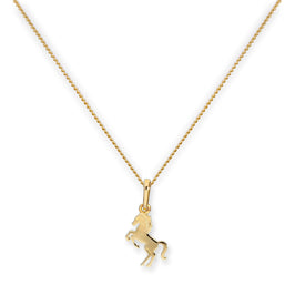 9ct Gold Prancing Horse Pendant Necklace 16 - 20 Inches